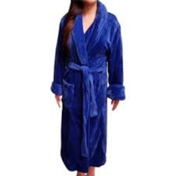 Carole Hochman Womens Plush Wrap Robe Navy New - Picture 1 of 3